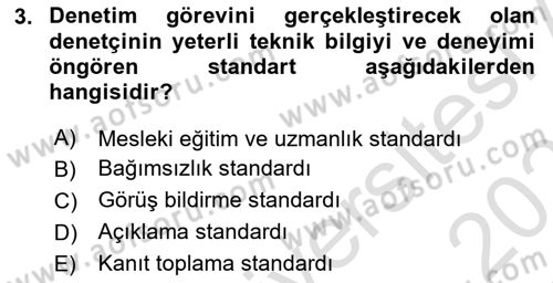 Denetim Dersi 2025 - 2026 Yılı Yaz Okulu Sınav Soruları 3. Soru