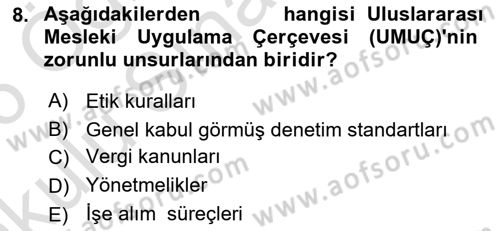 Denetim Dersi 2025 - 2026 Yılı Yaz Okulu Sınav Soruları 8. Soru