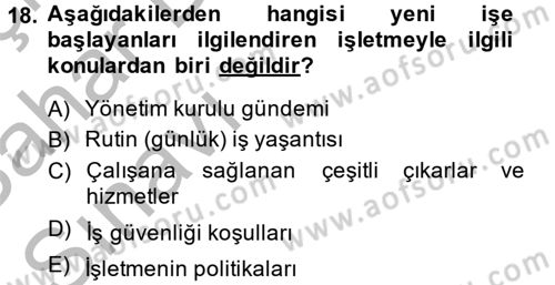 İnsan Kaynakları Yönetimi Dersi 2013 - 2014 Yılı (Vize) Ara Sınav Soruları 18. Soru