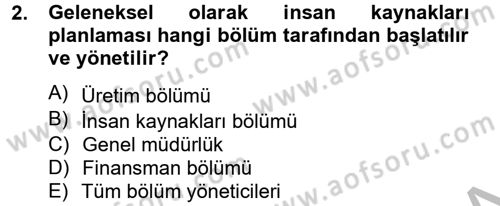 İnsan Kaynakları Yönetimi Dersi 2014 - 2015 Yılı (Final) Dönem Sonu Sınav Soruları 2. Soru