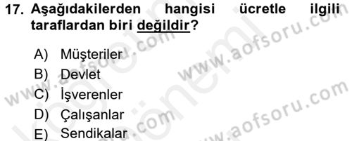 İnsan Kaynakları Yönetimi Dersi 2018 - 2019 Yılı (Final) Dönem Sonu Sınav Soruları 17. Soru