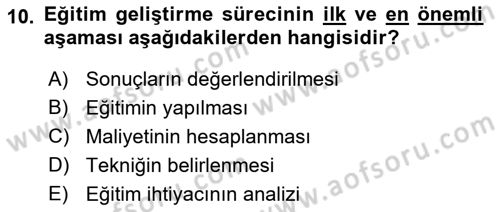 İnsan Kaynakları Yönetimi Dersi 2018 - 2019 Yılı Yaz Okulu Sınav Soruları 10. Soru