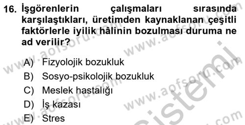 İnsan Kaynakları Yönetimi Dersi 2018 - 2019 Yılı Yaz Okulu Sınav Soruları 16. Soru