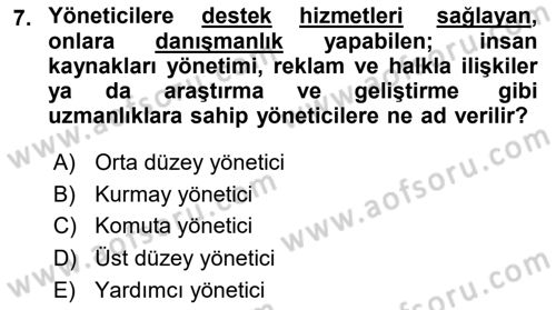 İnsan Kaynakları Yönetimi Dersi 2020 - 2021 Yılı Yaz Okulu Sınavı 7. Soru