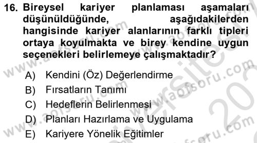 İnsan Kaynakları Yönetimi Dersi 2022 - 2023 Yılı Yaz Okulu Sınavı 16. Soru