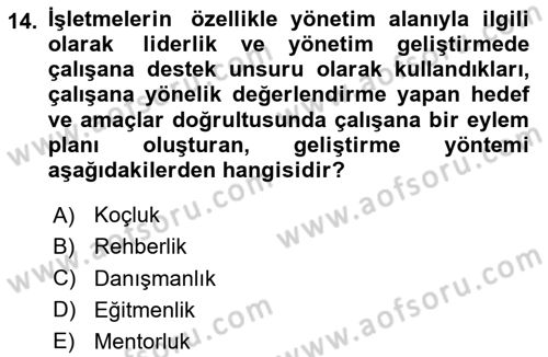 İnsan Kaynakları Yönetimi Dersi 2024 - 2025 Yılı (Final) Dönem Sonu Sınav Soruları 14. Soru