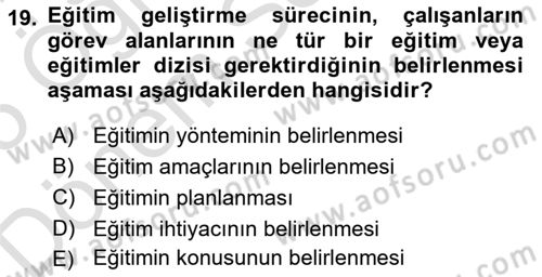 İnsan Kaynakları Yönetimi Dersi 2024 - 2025 Yılı (Final) Dönem Sonu Sınav Soruları 19. Soru