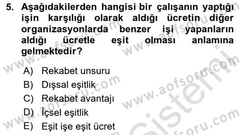İnsan Kaynakları Yönetimi Dersi 2024 - 2025 Yılı (Final) Dönem Sonu Sınav Soruları 5. Soru
