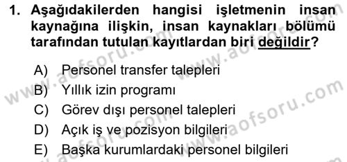 İnsan Kaynakları Yönetimi Dersi 2024 - 2025 Yılı Yaz Okulu Sınav Soruları 1. Soru