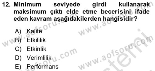 İnsan Kaynakları Yönetimi Dersi 2024 - 2025 Yılı Yaz Okulu Sınav Soruları 12. Soru