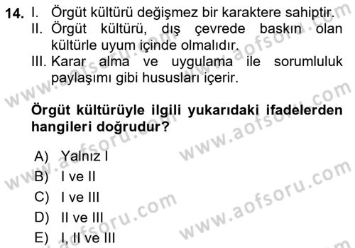 İnsan Kaynakları Yönetimi Dersi 2025 - 2026 Yılı (Vize) Ara Sınav Soruları 14. Soru