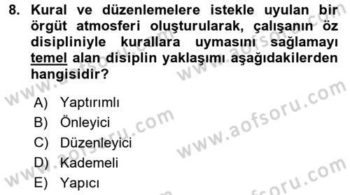 İnsan Kaynakları Yönetimi Dersi 2025 - 2026 Yılı (Vize) Ara Sınav Soruları 8. Soru