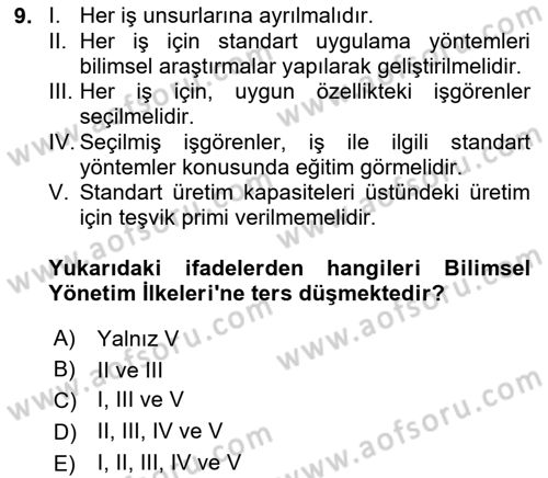 İnsan Kaynakları Yönetimi Dersi 2025 - 2026 Yılı (Vize) Ara Sınav Soruları 9. Soru