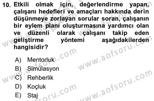 İnsan Kaynakları Yönetimi Dersi 2025 - 2026 Yılı (Final) Dönem Sonu Sınav Soruları 10. Soru