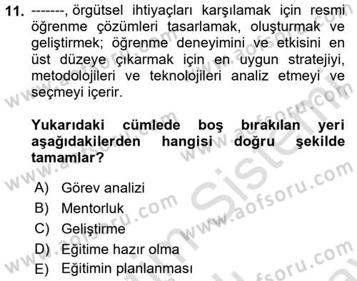 İnsan Kaynakları Yönetimi Dersi 2025 - 2026 Yılı (Final) Dönem Sonu Sınav Soruları 11. Soru