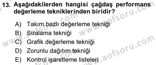 İnsan Kaynakları Yönetimi Dersi 2025 - 2026 Yılı (Final) Dönem Sonu Sınav Soruları 13. Soru