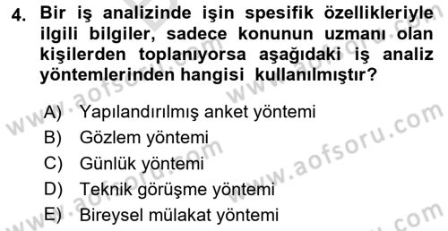 İnsan Kaynakları Yönetimi Dersi 2025 - 2026 Yılı (Final) Dönem Sonu Sınav Soruları 4. Soru