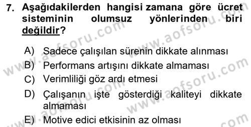 İnsan Kaynakları Yönetimi Dersi 2025 - 2026 Yılı (Final) Dönem Sonu Sınav Soruları 7. Soru
