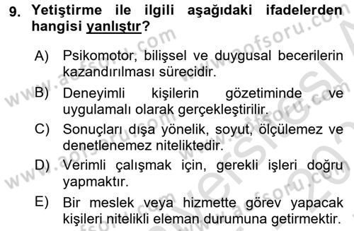 İnsan Kaynakları Yönetimi Dersi 2025 - 2026 Yılı (Final) Dönem Sonu Sınav Soruları 9. Soru