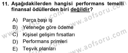 İnsan Kaynakları Yönetimi Dersi 2025 - 2026 Yılı Yaz Okulu Sınav Soruları 11. Soru