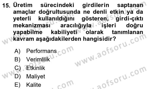 İnsan Kaynakları Yönetimi Dersi 2025 - 2026 Yılı Yaz Okulu Sınav Soruları 15. Soru