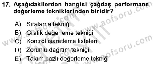 İnsan Kaynakları Yönetimi Dersi 2025 - 2026 Yılı Yaz Okulu Sınav Soruları 17. Soru