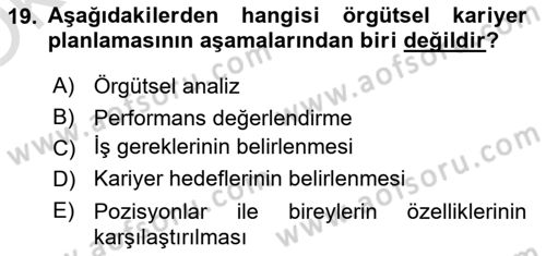 İnsan Kaynakları Yönetimi Dersi 2025 - 2026 Yılı Yaz Okulu Sınav Soruları 19. Soru