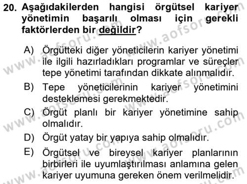 İnsan Kaynakları Yönetimi Dersi 2025 - 2026 Yılı Yaz Okulu Sınav Soruları 20. Soru