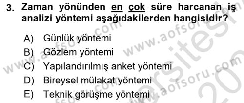 İnsan Kaynakları Yönetimi Dersi 2025 - 2026 Yılı Yaz Okulu Sınav Soruları 3. Soru