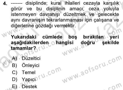 İnsan Kaynakları Yönetimi Dersi 2025 - 2026 Yılı Yaz Okulu Sınav Soruları 4. Soru