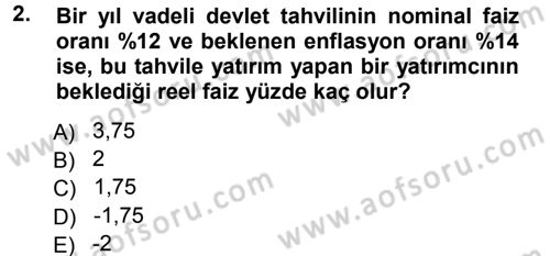 Sermaye Piyasaları ve Finansal Kurumlar Dersi 2012 - 2013 Yılı (Vize) Ara Sınavı 2. Soru