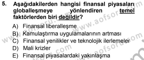 Sermaye Piyasaları ve Finansal Kurumlar Dersi 2012 - 2013 Yılı (Vize) Ara Sınavı 5. Soru