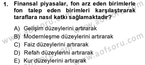 Sermaye Piyasaları ve Finansal Kurumlar Dersi 2014 - 2015 Yılı (Vize) Ara Sınavı 1. Soru