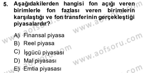 Sermaye Piyasaları ve Finansal Kurumlar Dersi 2014 - 2015 Yılı (Vize) Ara Sınavı 5. Soru