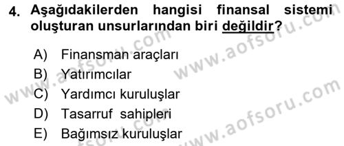 Sermaye Piyasaları ve Finansal Kurumlar Dersi 2018 - 2019 Yılı (Final) Dönem Sonu Sınavı 4. Soru