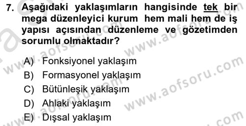 Sermaye Piyasaları ve Finansal Kurumlar Dersi 2019 - 2020 Yılı (Vize) Ara Sınavı 7. Soru