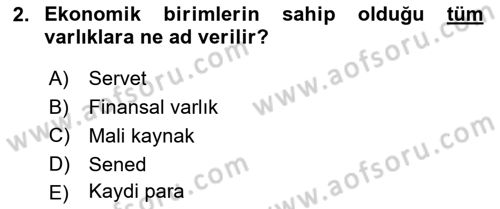 Sermaye Piyasaları ve Finansal Kurumlar Dersi 2021 - 2022 Yılı (Final) Dönem Sonu Sınavı 2. Soru