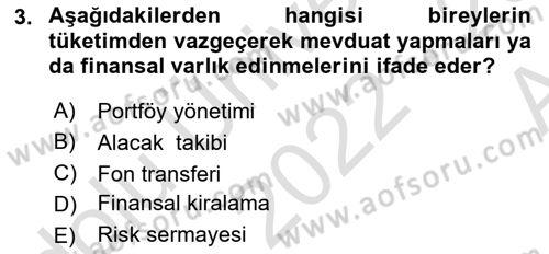 Sermaye Piyasaları ve Finansal Kurumlar Dersi 2022 - 2023 Yılı (Vize) Ara Sınavı 3. Soru