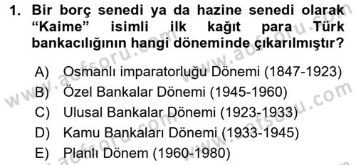 Sermaye Piyasaları ve Finansal Kurumlar Dersi 2024 - 2025 Yılı (Vize) Ara Sınav Soruları 1. Soru