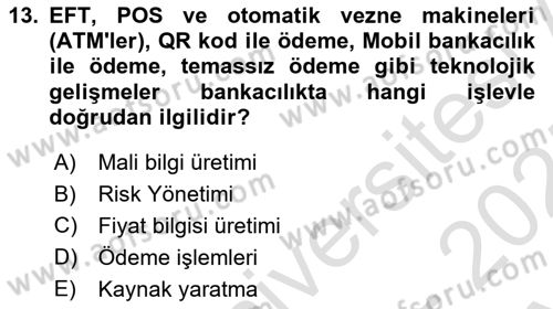 Sermaye Piyasaları ve Finansal Kurumlar Dersi 2024 - 2025 Yılı (Vize) Ara Sınav Soruları 13. Soru