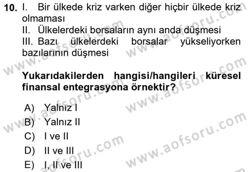 Sermaye Piyasaları ve Finansal Kurumlar Dersi 2024 - 2025 Yılı (Final) Dönem Sonu Sınav Soruları 10. Soru