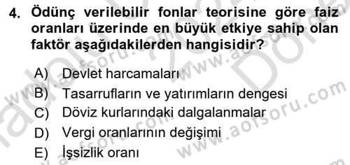 Sermaye Piyasaları ve Finansal Kurumlar Dersi 2024 - 2025 Yılı (Final) Dönem Sonu Sınav Soruları 4. Soru