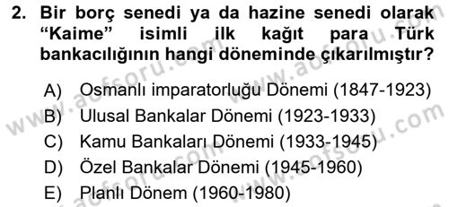 Sermaye Piyasaları ve Finansal Kurumlar Dersi 2025 - 2026 Yılı (Vize) Ara Sınav Soruları 2. Soru