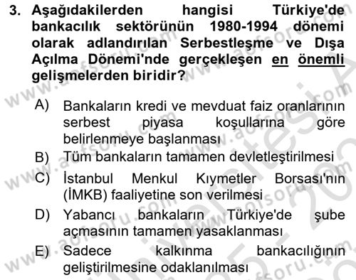 Sermaye Piyasaları ve Finansal Kurumlar Dersi 2025 - 2026 Yılı (Vize) Ara Sınav Soruları 3. Soru