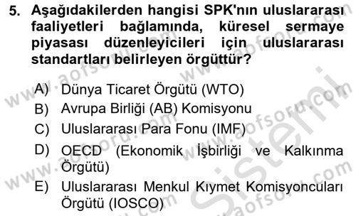 Sermaye Piyasaları ve Finansal Kurumlar Dersi 2025 - 2026 Yılı (Final) Dönem Sonu Sınav Soruları 5. Soru