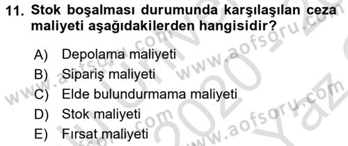 Sayısal Karar Verme Teknikleri Dersi 2020 - 2021 Yılı Yaz Okulu Sınav Soruları 11. Soru