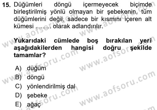 Sayısal Karar Verme Teknikleri Dersi 2020 - 2021 Yılı Yaz Okulu Sınav Soruları 15. Soru