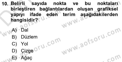 Sayısal Karar Verme Teknikleri Dersi 2021 - 2022 Yılı (Final) Dönem Sonu Sınav Soruları 10. Soru