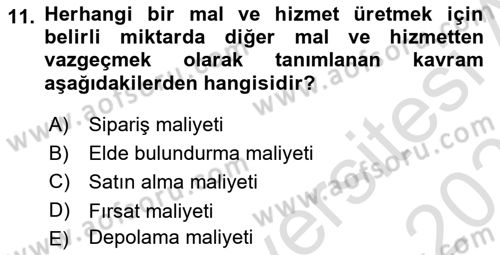 Sayısal Karar Verme Teknikleri Dersi 2022 - 2023 Yılı Yaz Okulu Sınav Soruları 11. Soru