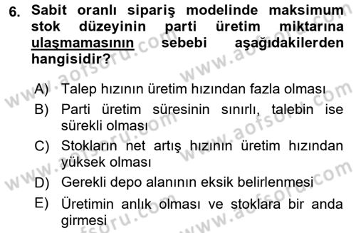 Sayısal Karar Verme Teknikleri Dersi 2024 - 2025 Yılı (Final) Dönem Sonu Sınav Soruları 6. Soru